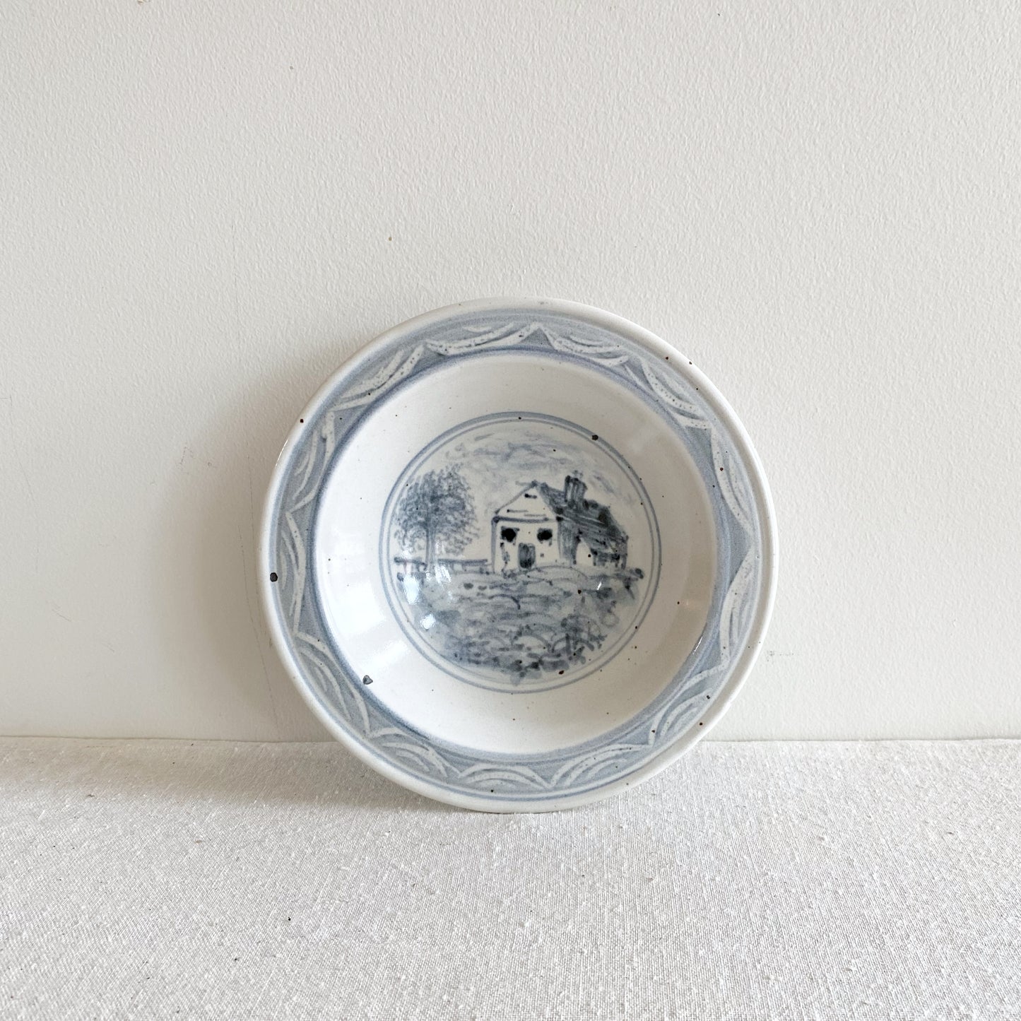 Vintage Hand-painted Dish with House