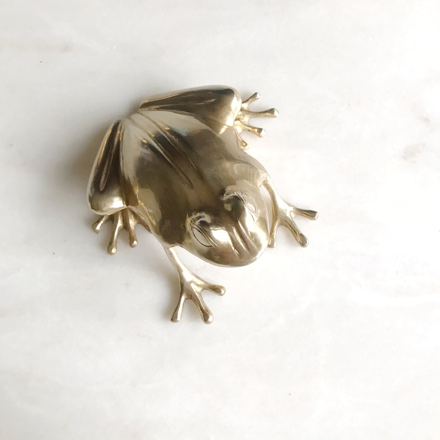 XL Vintage Brass Frog