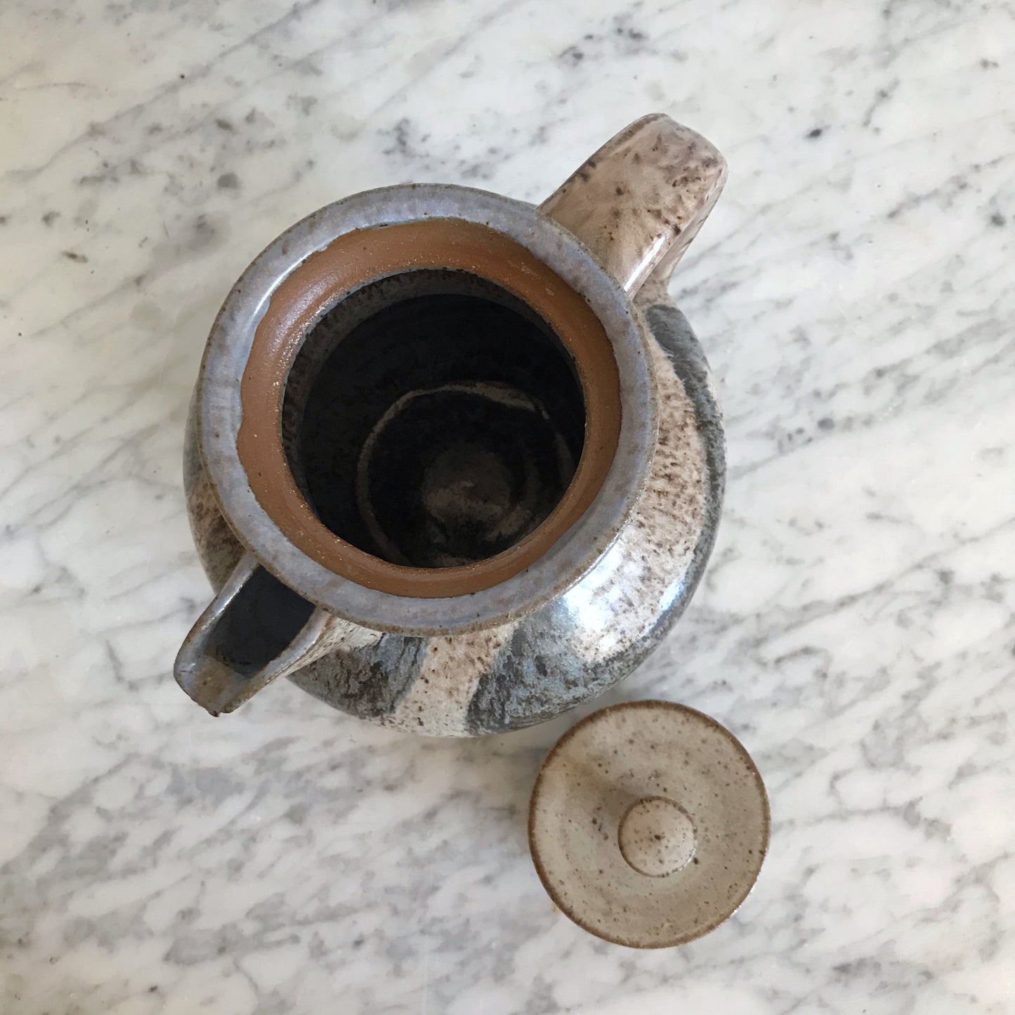 Vintage Stoneware Pitcher, Abstract Strokes