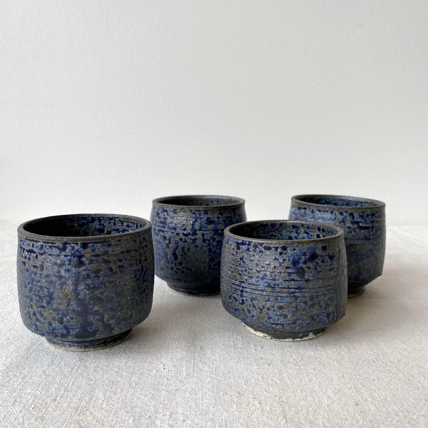 Set of 4 Vintage Pottery Cups, Ink