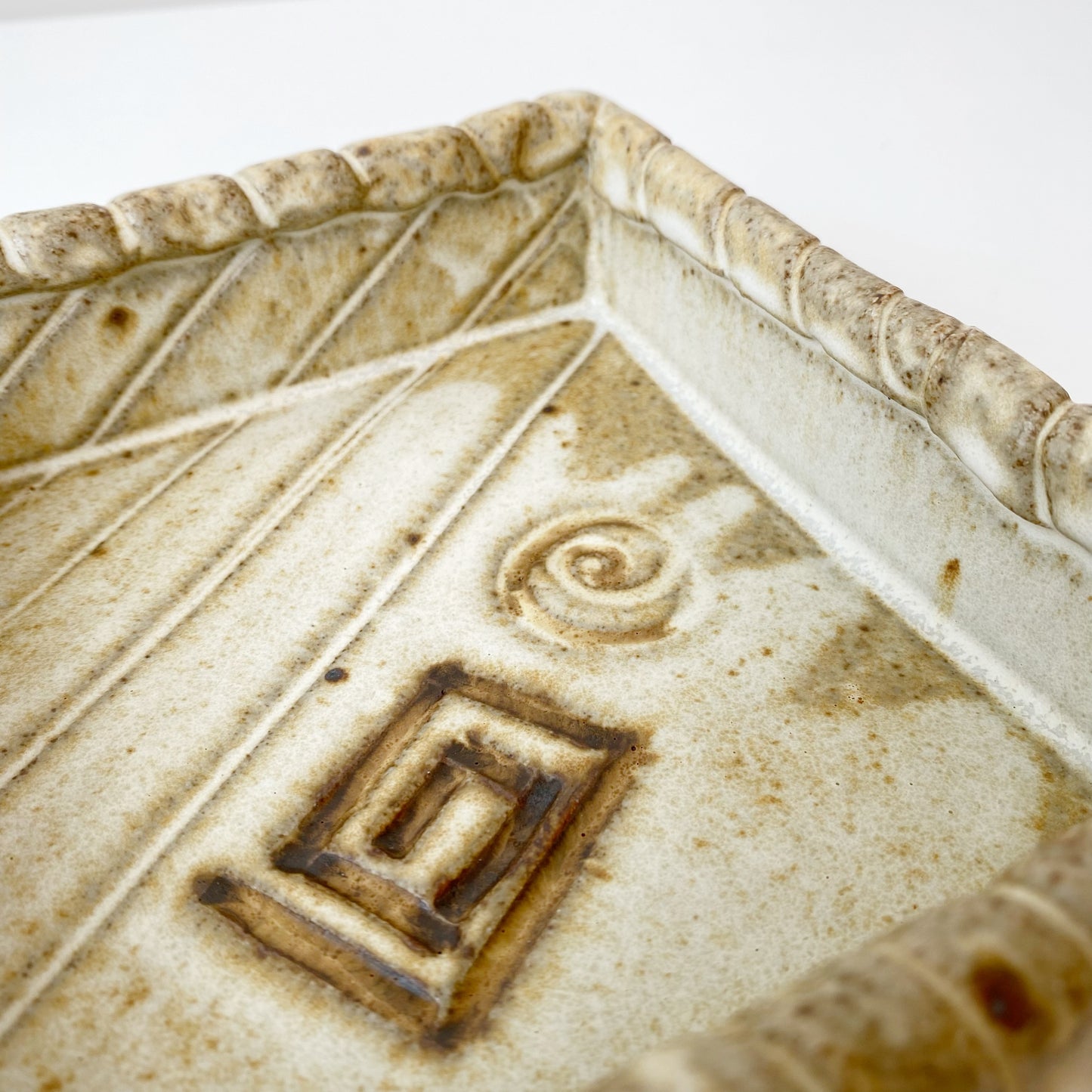 Vintage Hand-built Square Pottery Catchall