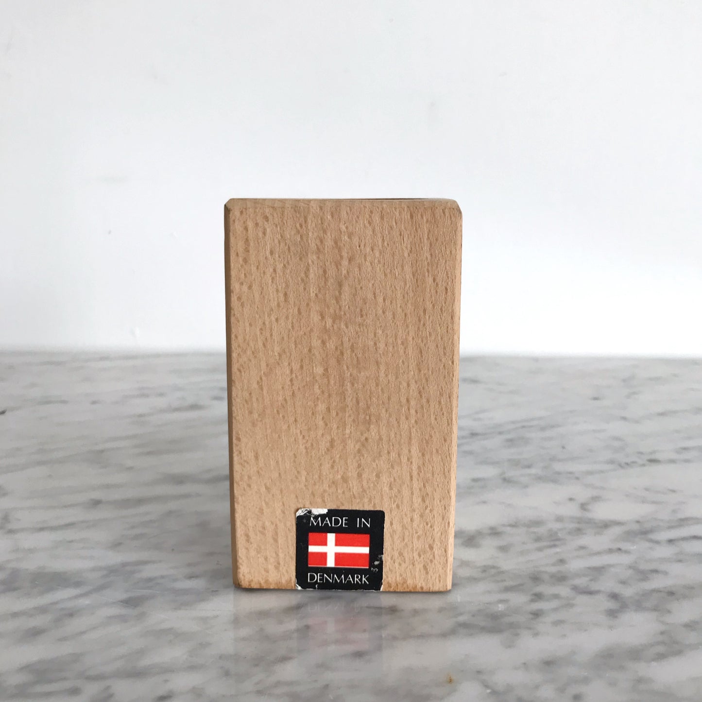 Vintage Danish Wood Block Pencil Cup