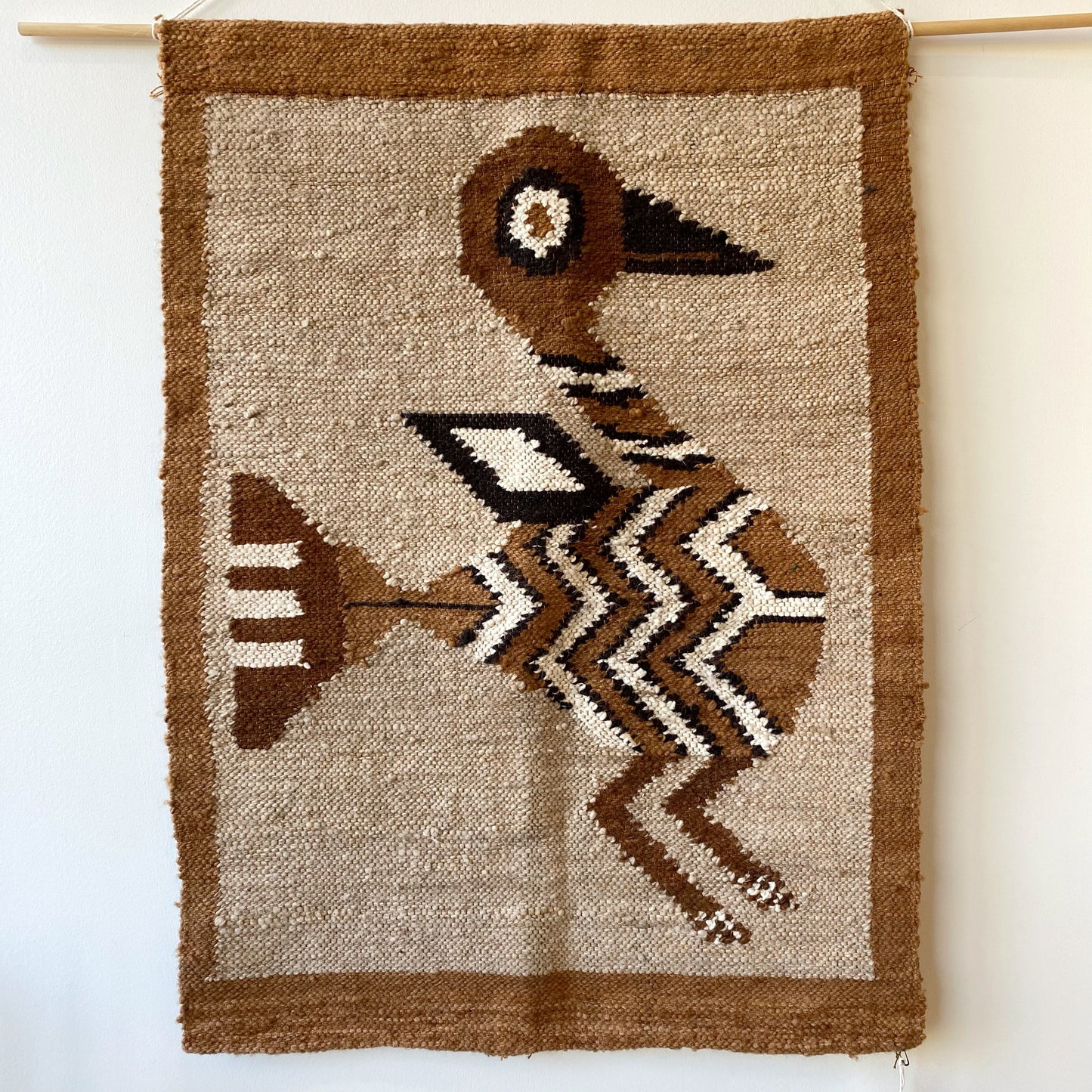 Vintage Woven Wall Hanging / Textile with Bird