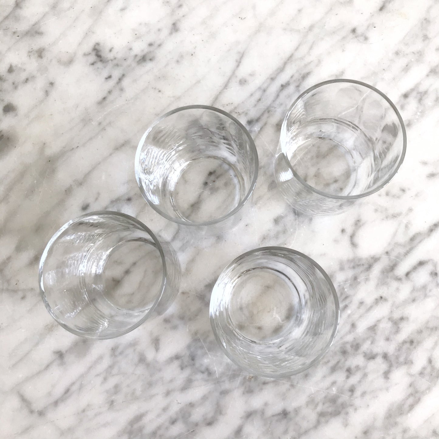 Set of 4 Clear Wavy Glass Juice Cups