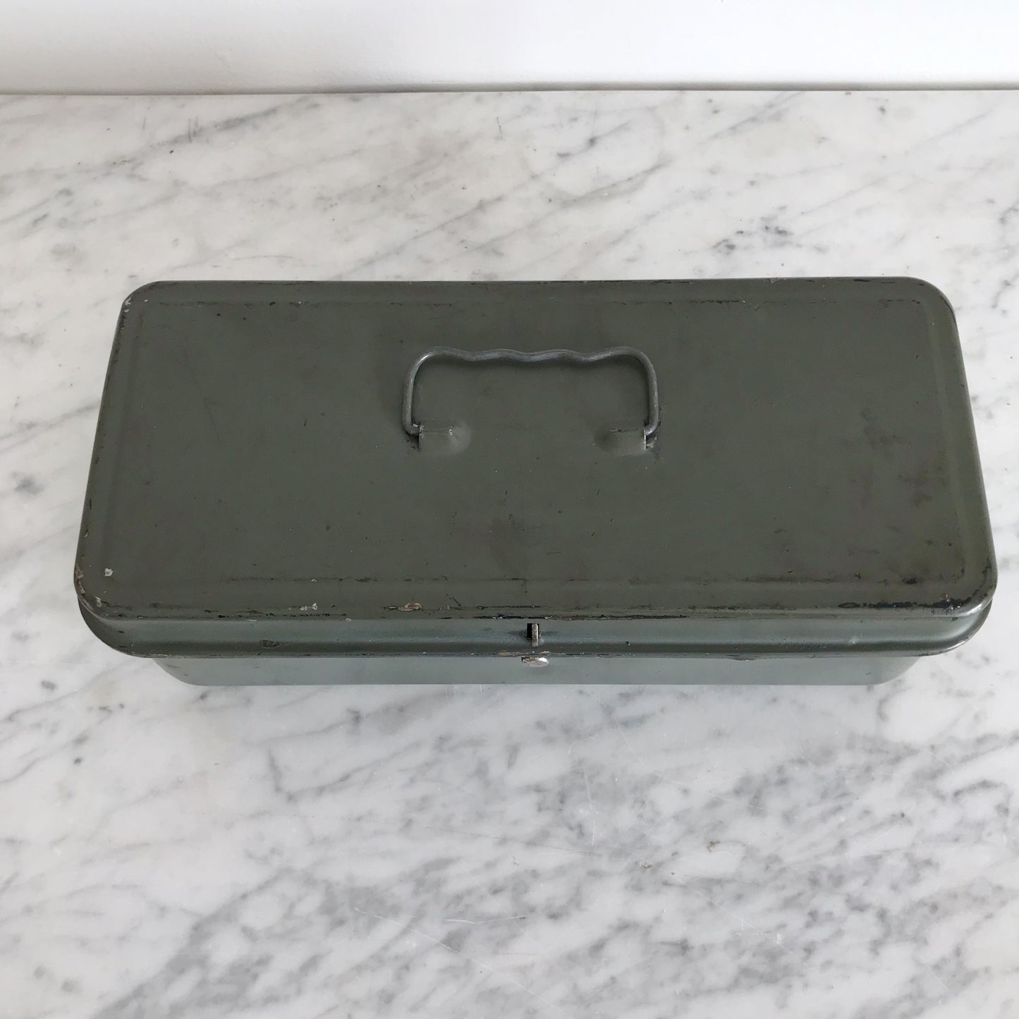 Small Vintage Metal Box, Sage Green