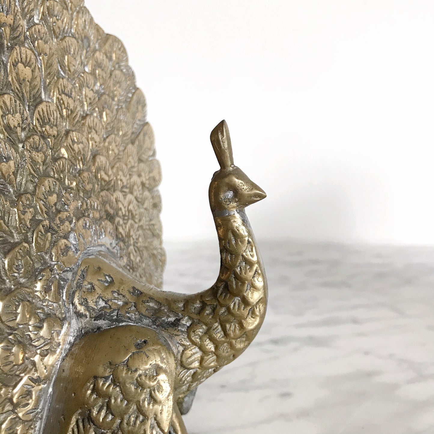 Vintage Brass Peacock Bookends