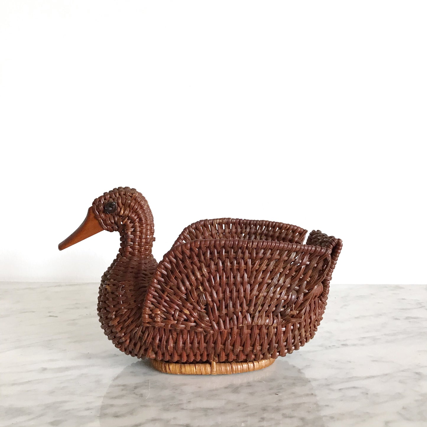 Vintage Wicker Duck Plant Holder