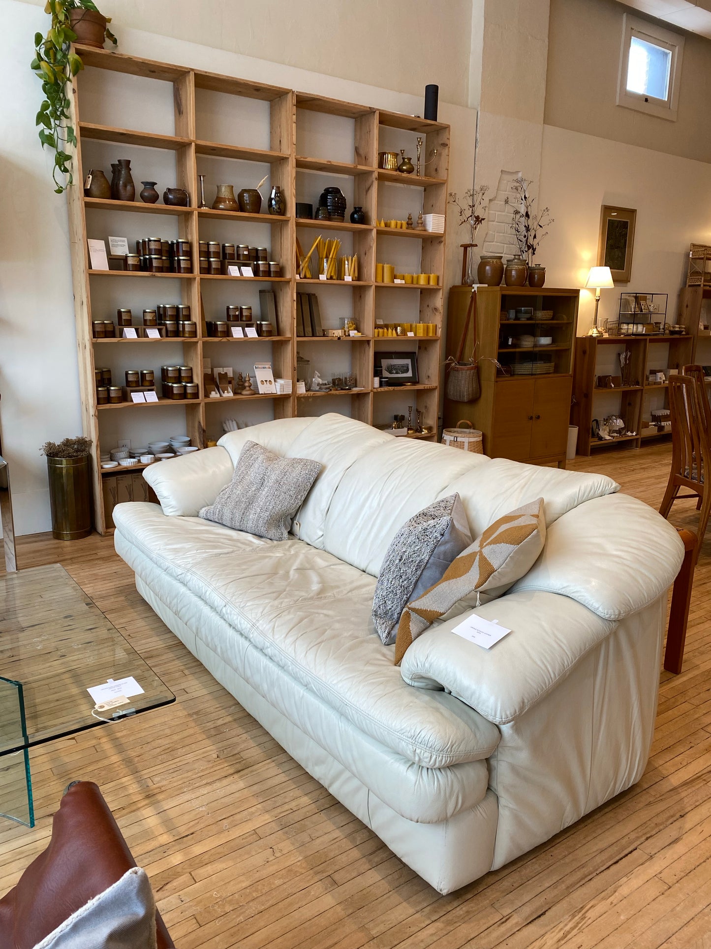 Vintage Slouchy Leather Sofa, 7'