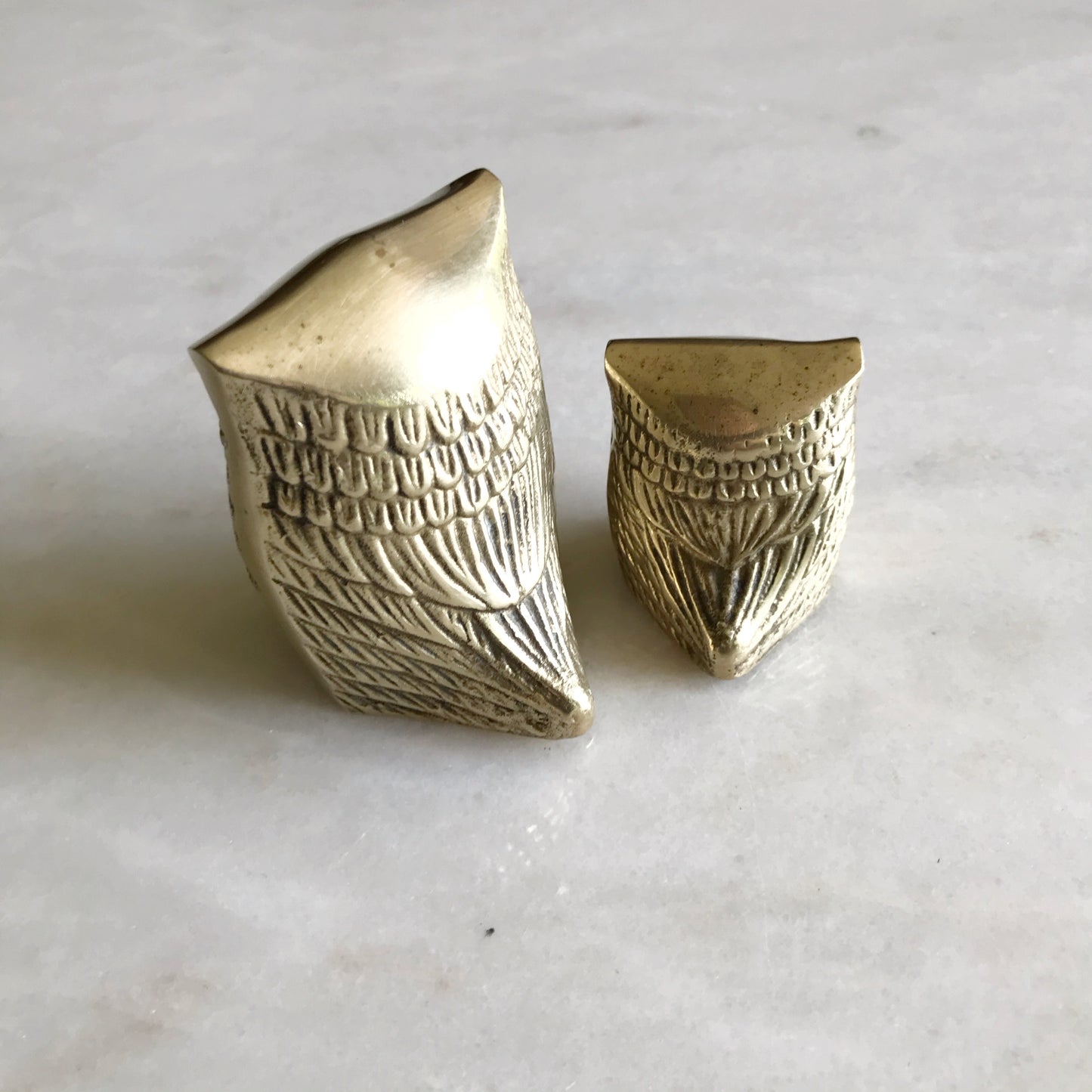 Vintage Brass Owl and Baby