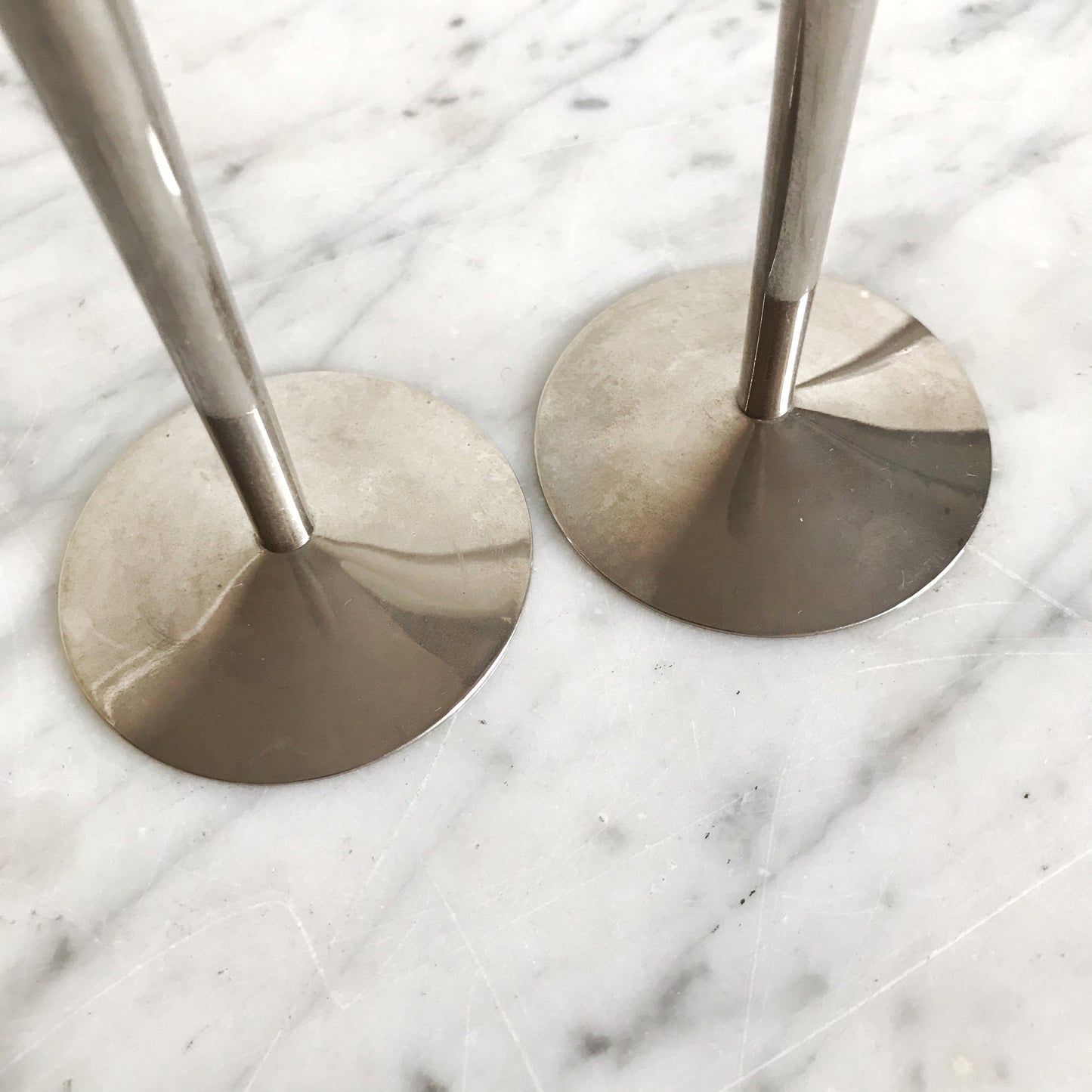 Pair of Slender Silver Candle Holders, Germany