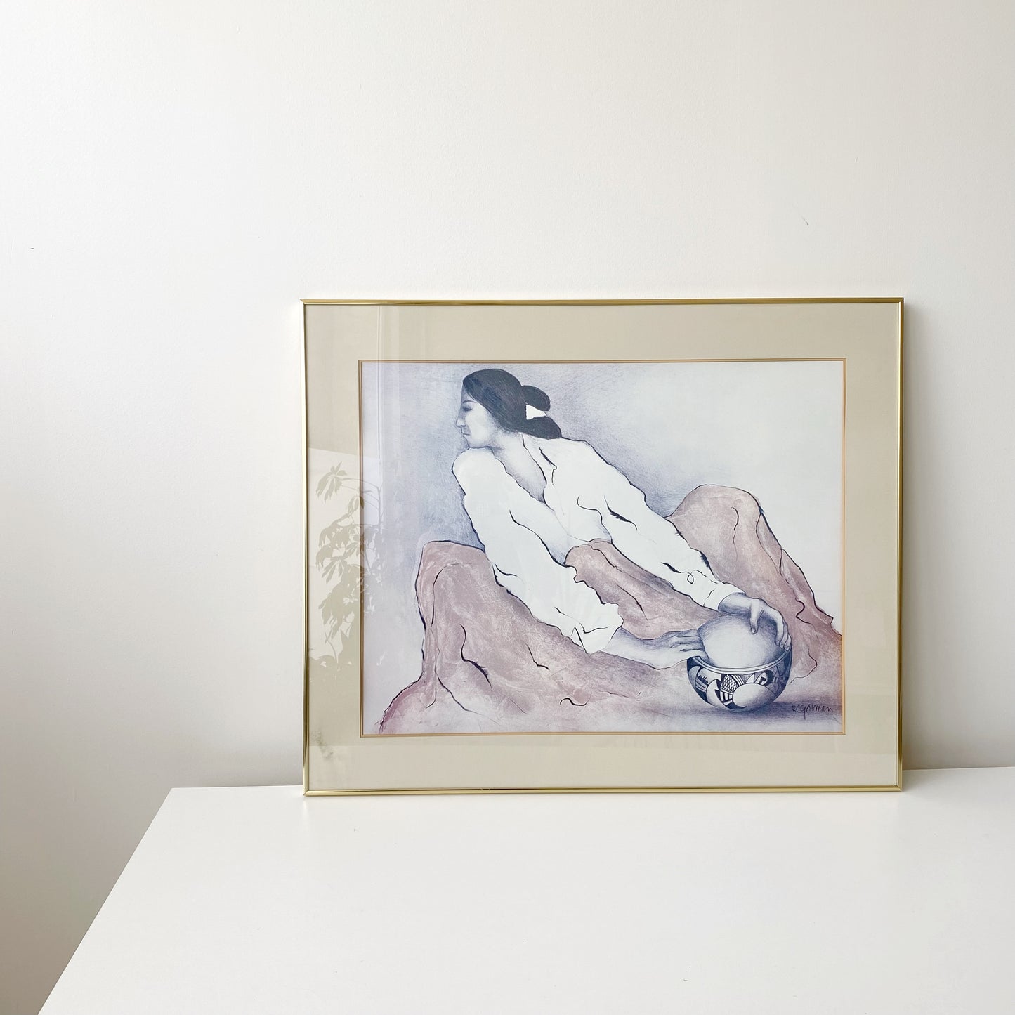 Framed Art Poster Print, "Pottery Keeper" by R.C. Gorman (33.25 x 27.25)