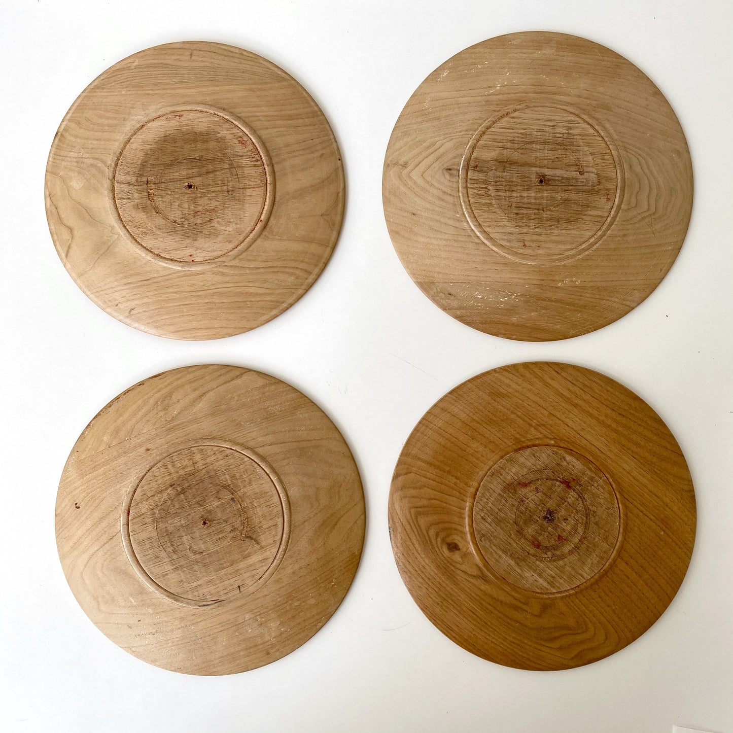 Set of 4 Humble Turned Wood Plates