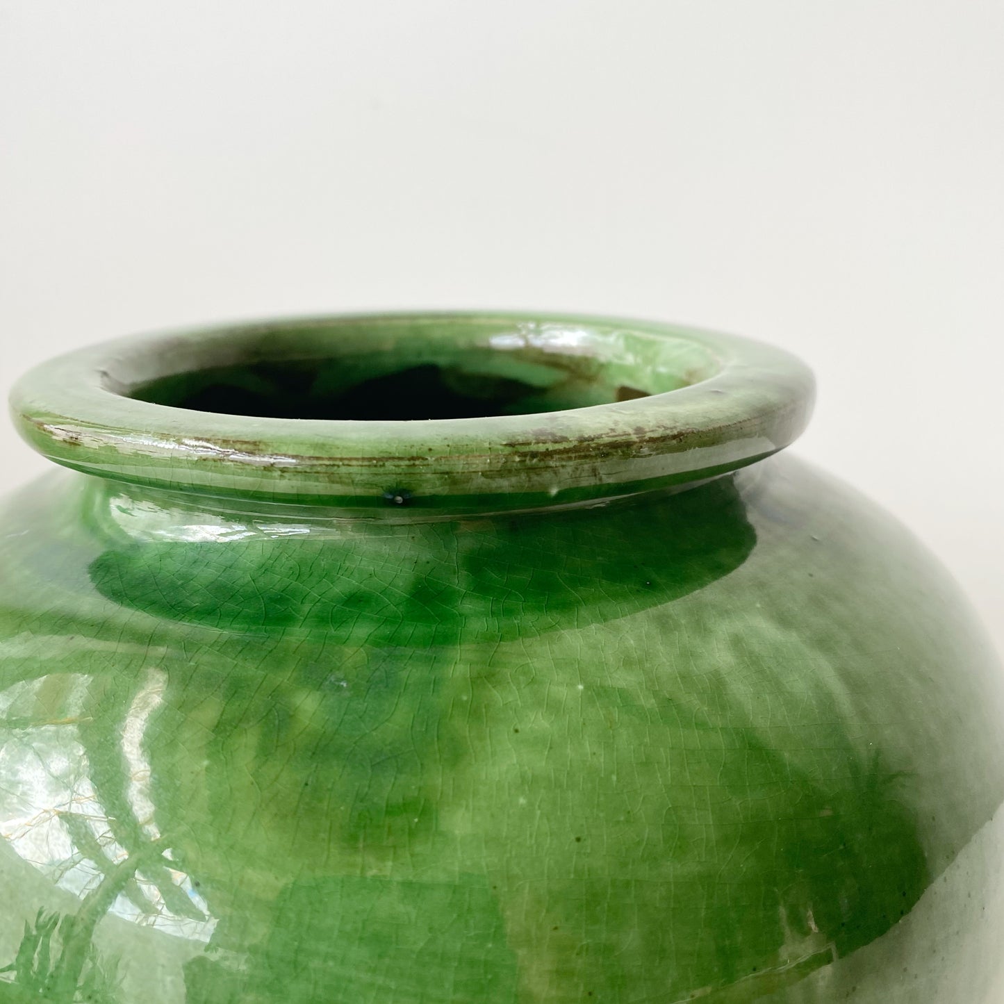 Vintage French Green Clay Vessel