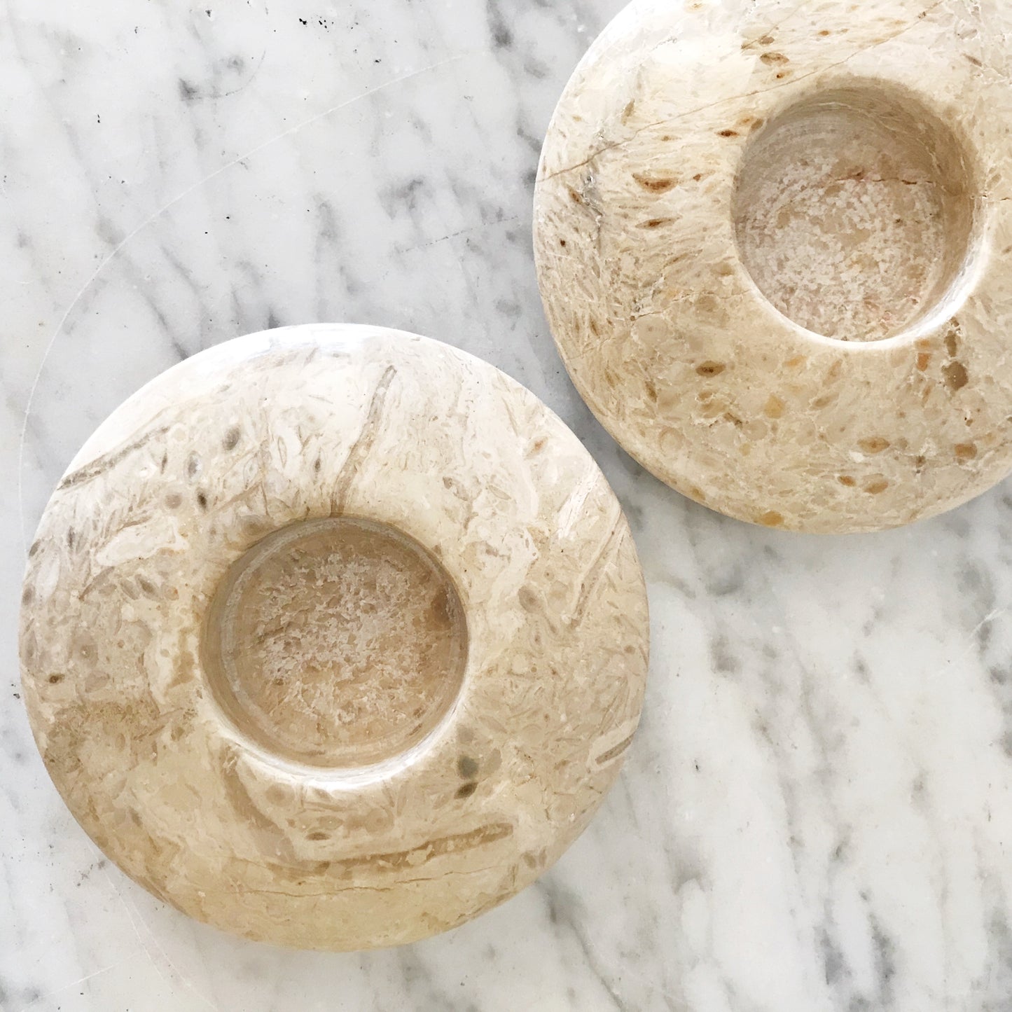 Pair of Minimal Marble Tea Light Holders