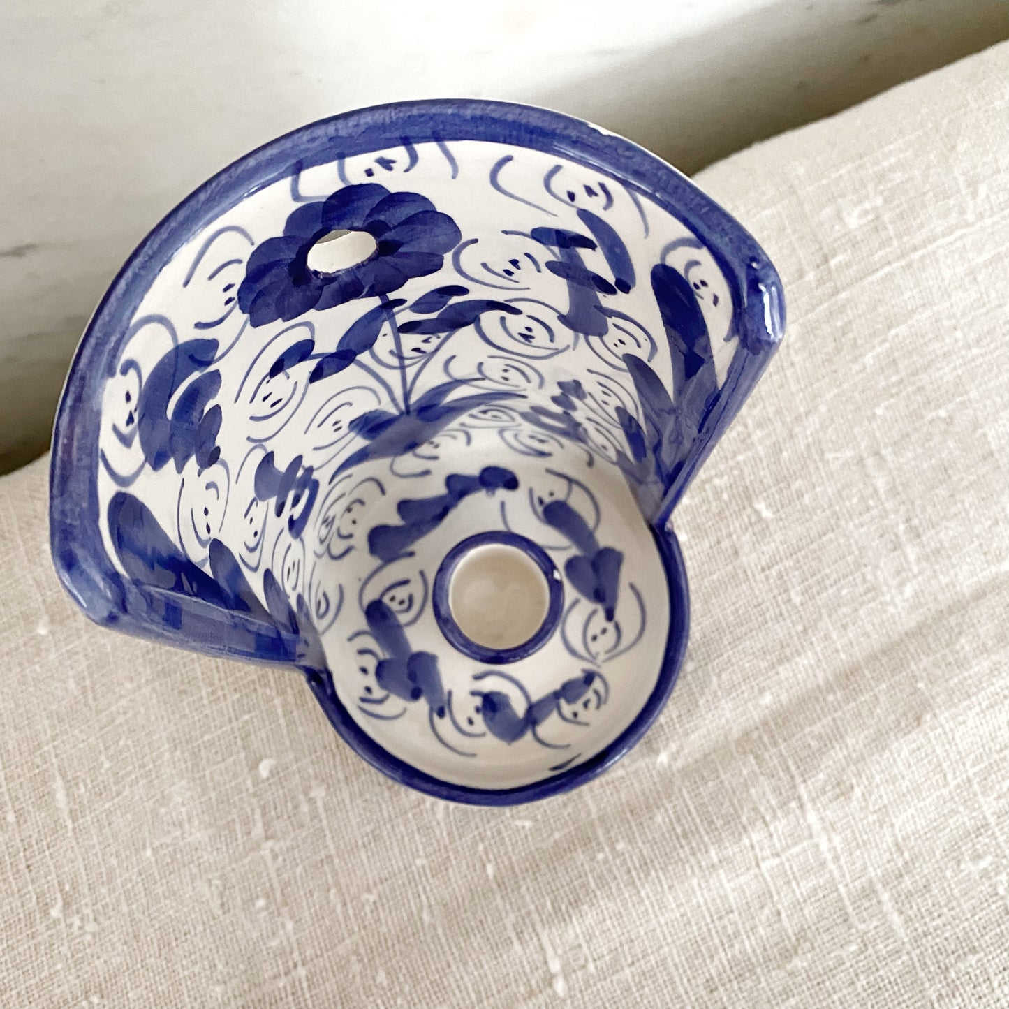 Vintage Hand-painted Ceramic Candle Sconce