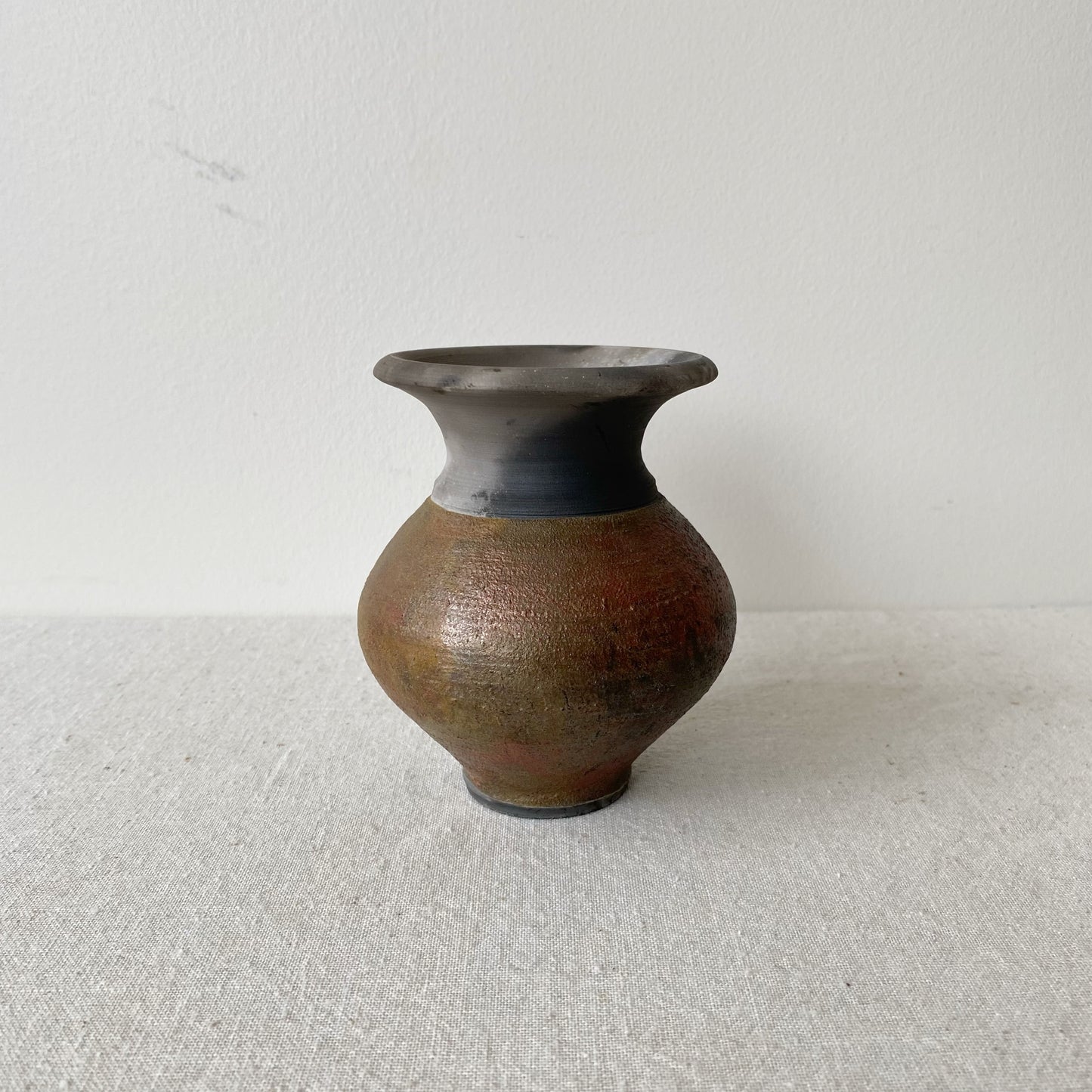 Vintage Iridescent Pottery Vase, 4.5”