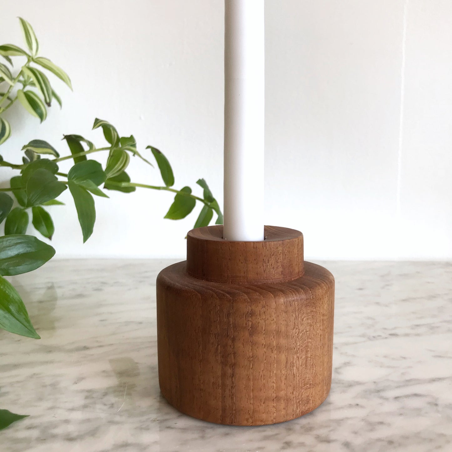 Vintage Solid Teak Candle Holder
