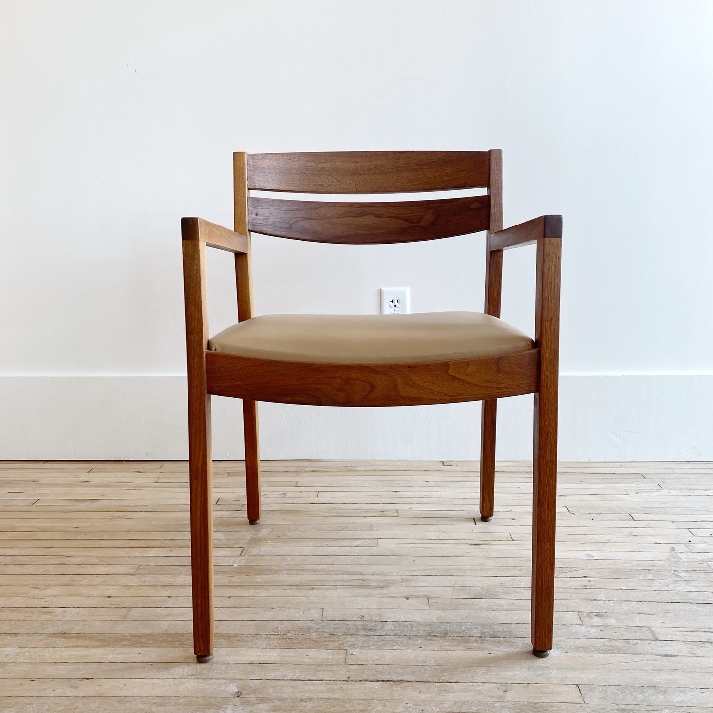 MCM Walnut Chair with Leather Seat