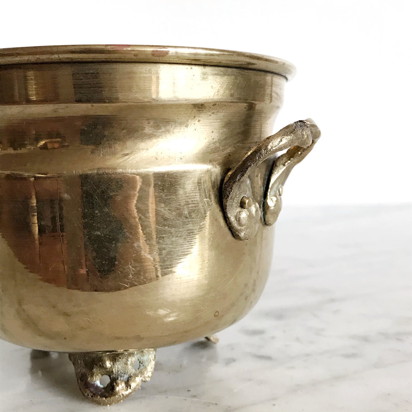 Cute Vintage Footed Brass Planter