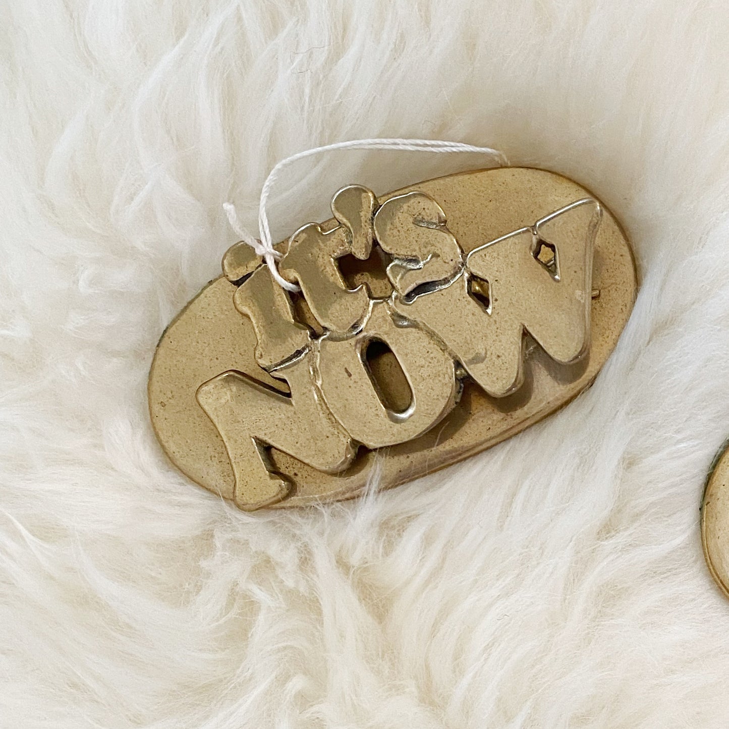 Vintage Brass Office Clip: Now, Never, or Later
