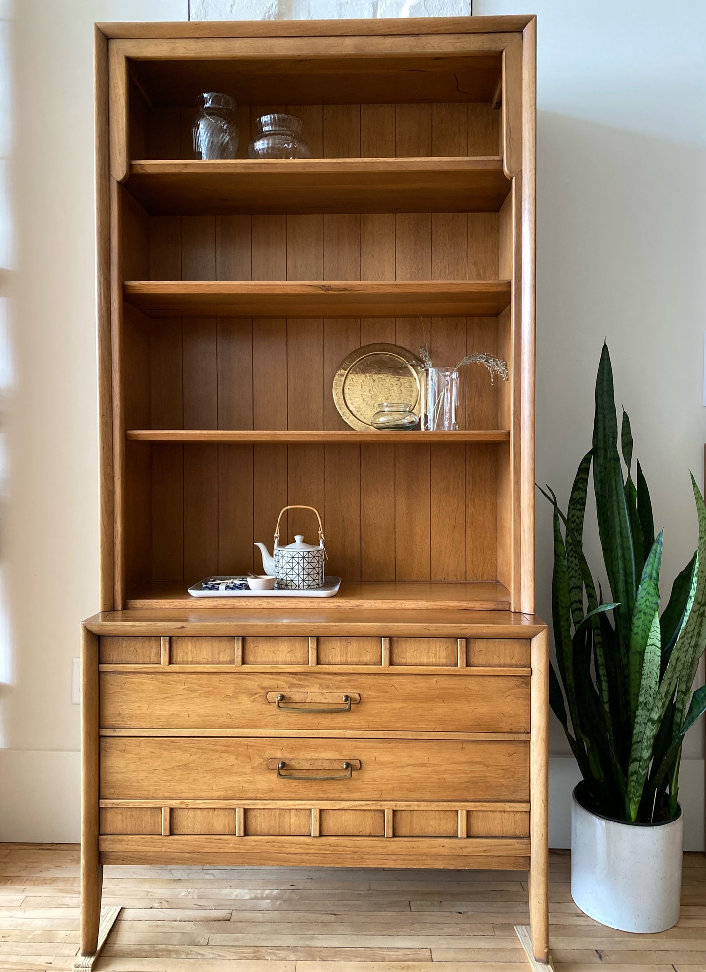 Vintage Mid-Century Two-Piece Hutch, Drexel