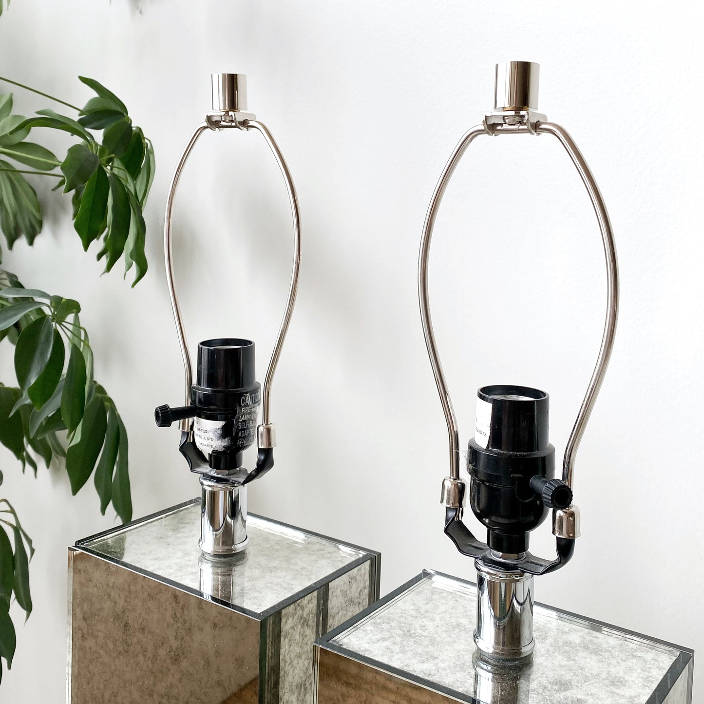 Pair of Sleek Marbled Glass Table Lamps