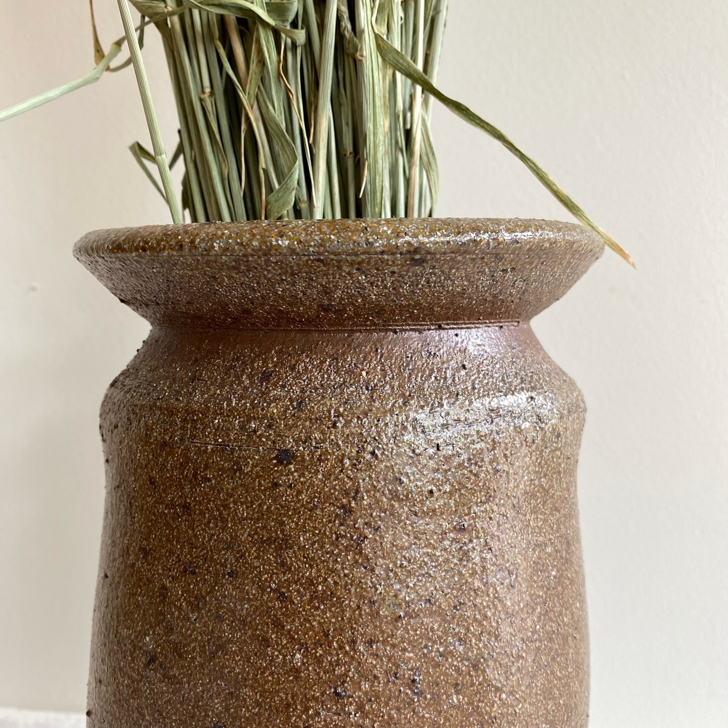 XL Vintage Textured Stoneware Vase, 11.25”