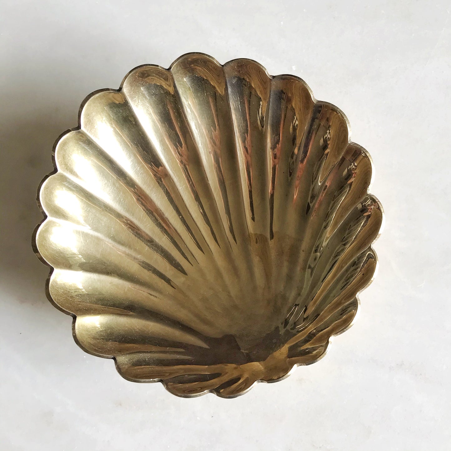Heavy Vintage Brass Shell Dish