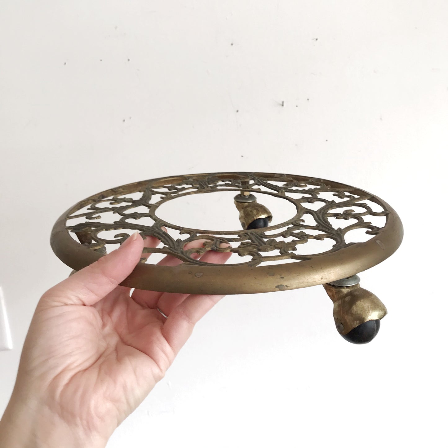 Vintage Decorative Plant Stand on Casters
