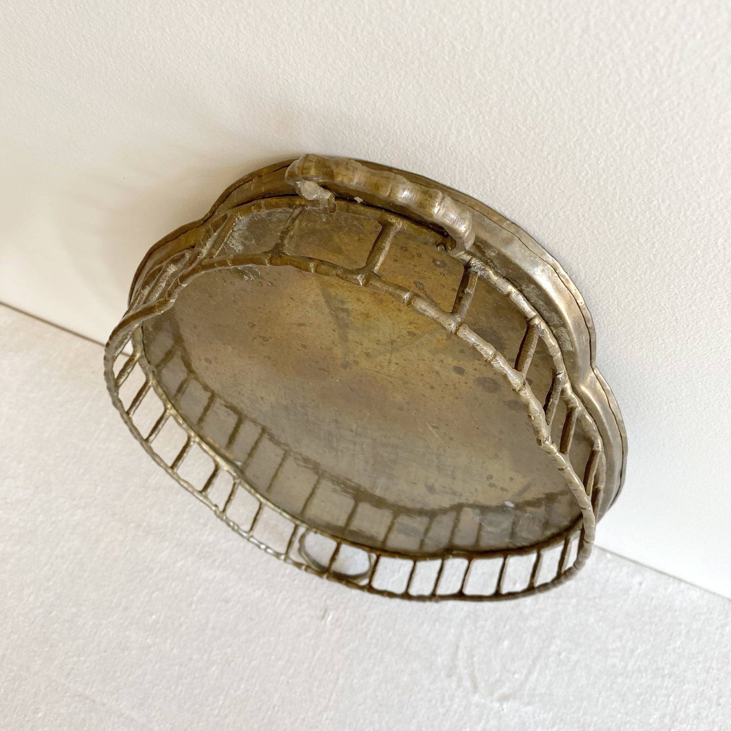 Vintage Brass Tray with Rail