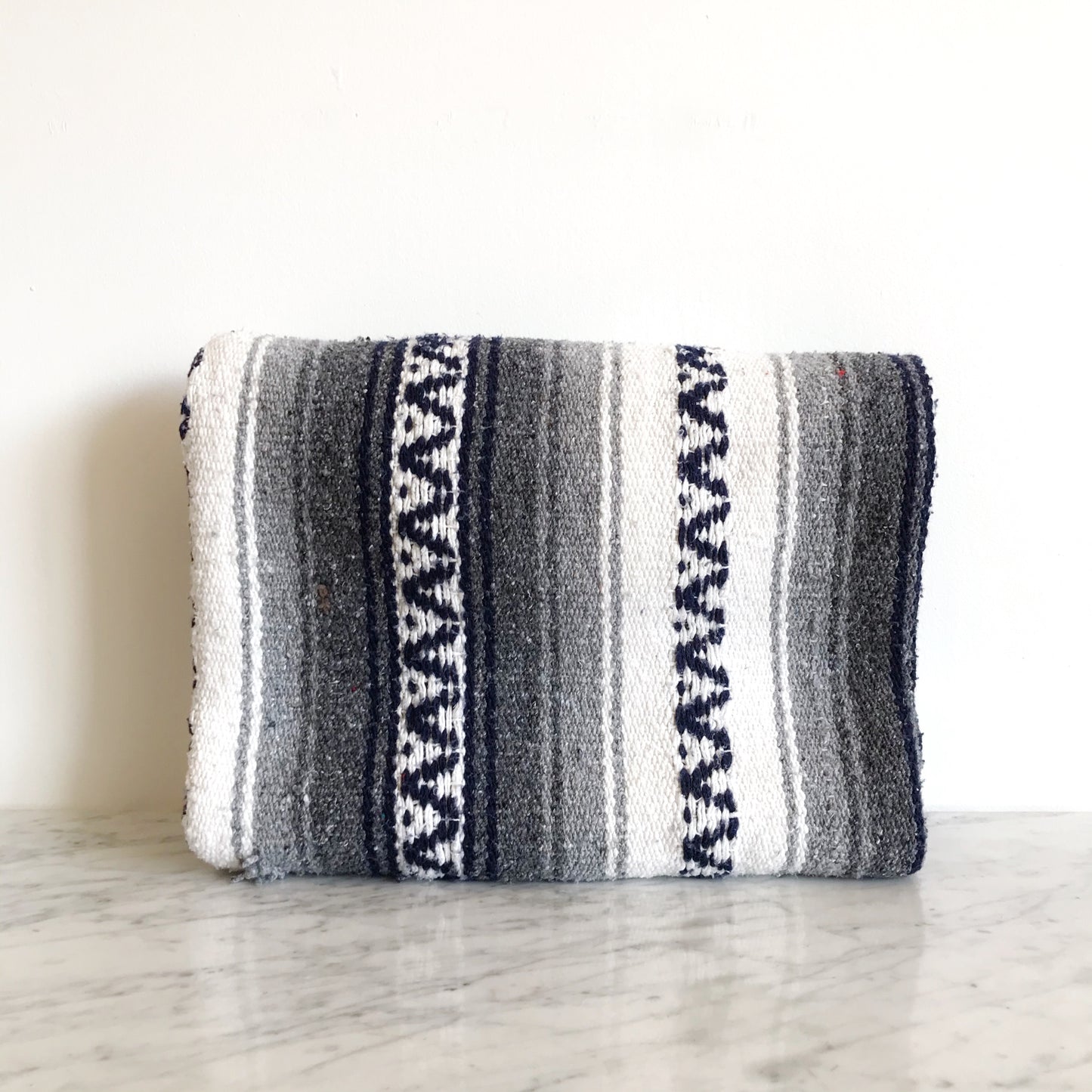Woven Blanket, Gray + Navy