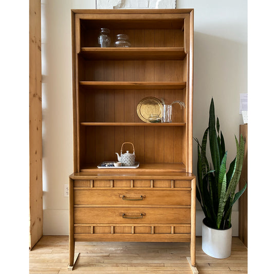 Vintage Mid-Century Two-Piece Hutch, Drexel