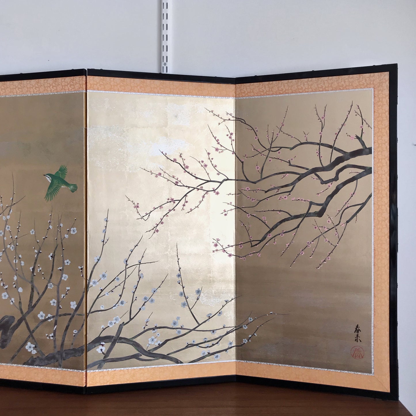 Vintage Hand-Painted Folding Screen / Room Divider (70" x 36")