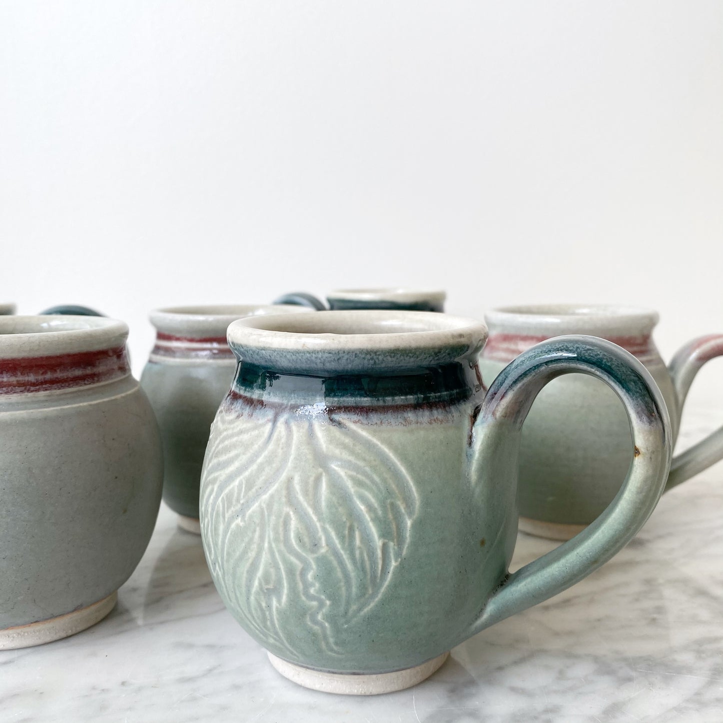 Set of 6 Handcrafted Pottery Mugs