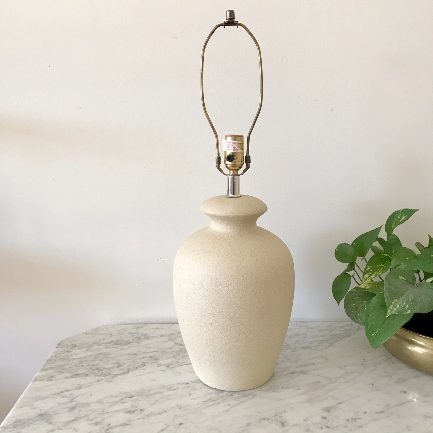 Vintage Minimal Ceramic Table Lamp, Matte Ivory