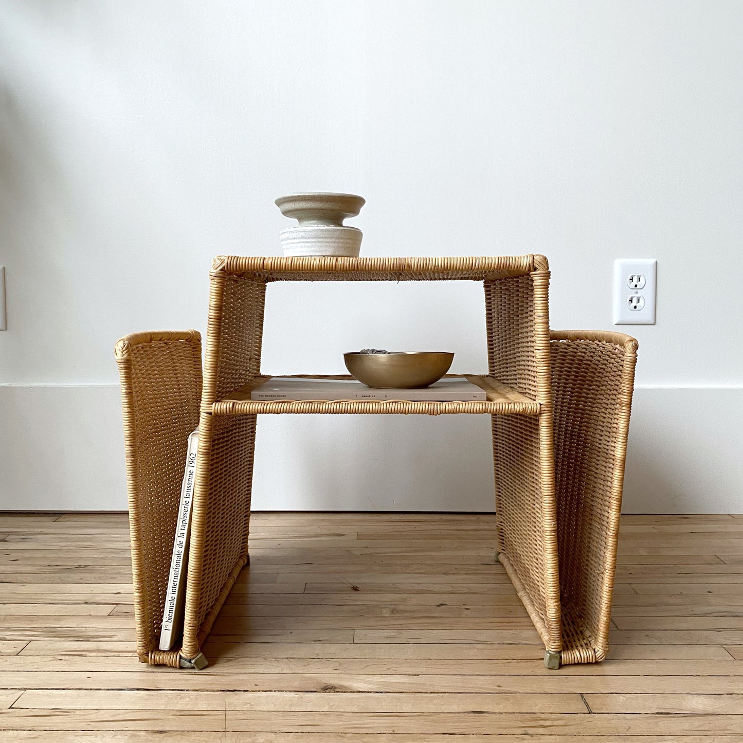 Petite Wicker End Table / Magazine Storage