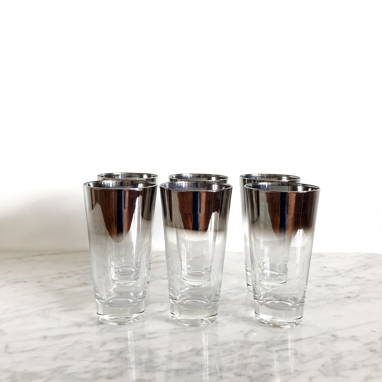 Set of 6 Vintage Silver Ombré Glasses