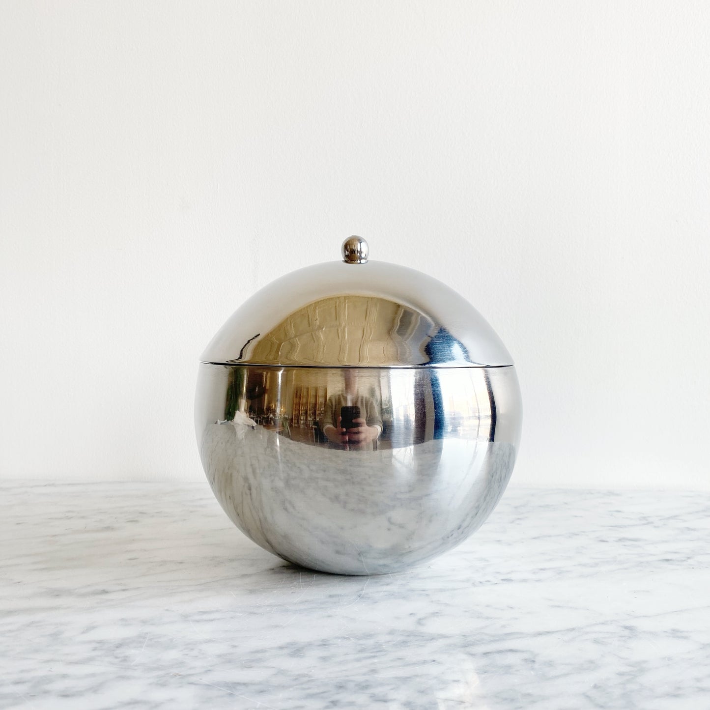 Found Polished Silver Spherical Ice Bucket