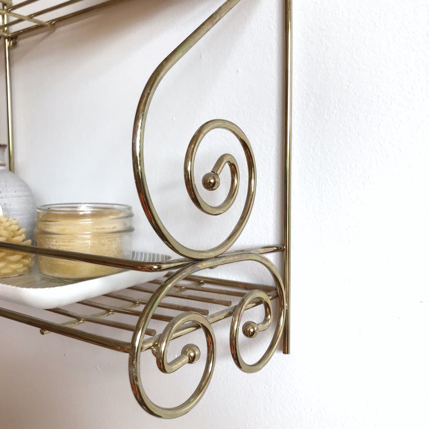 Vintage Gold Wire Wall Shelf
