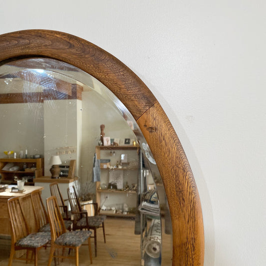 Antique Oval Wood Frame Mirror