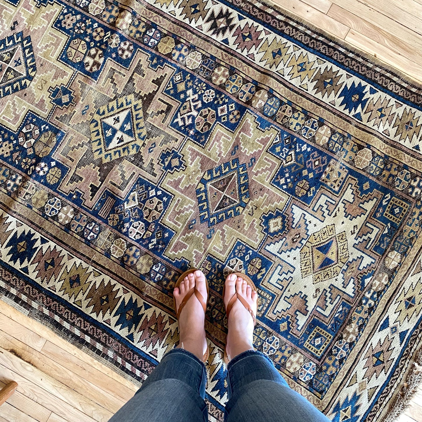 "CARRINGTON" Antique Hand-knotted Wool Runner Rug (8’6” x 3’8”)