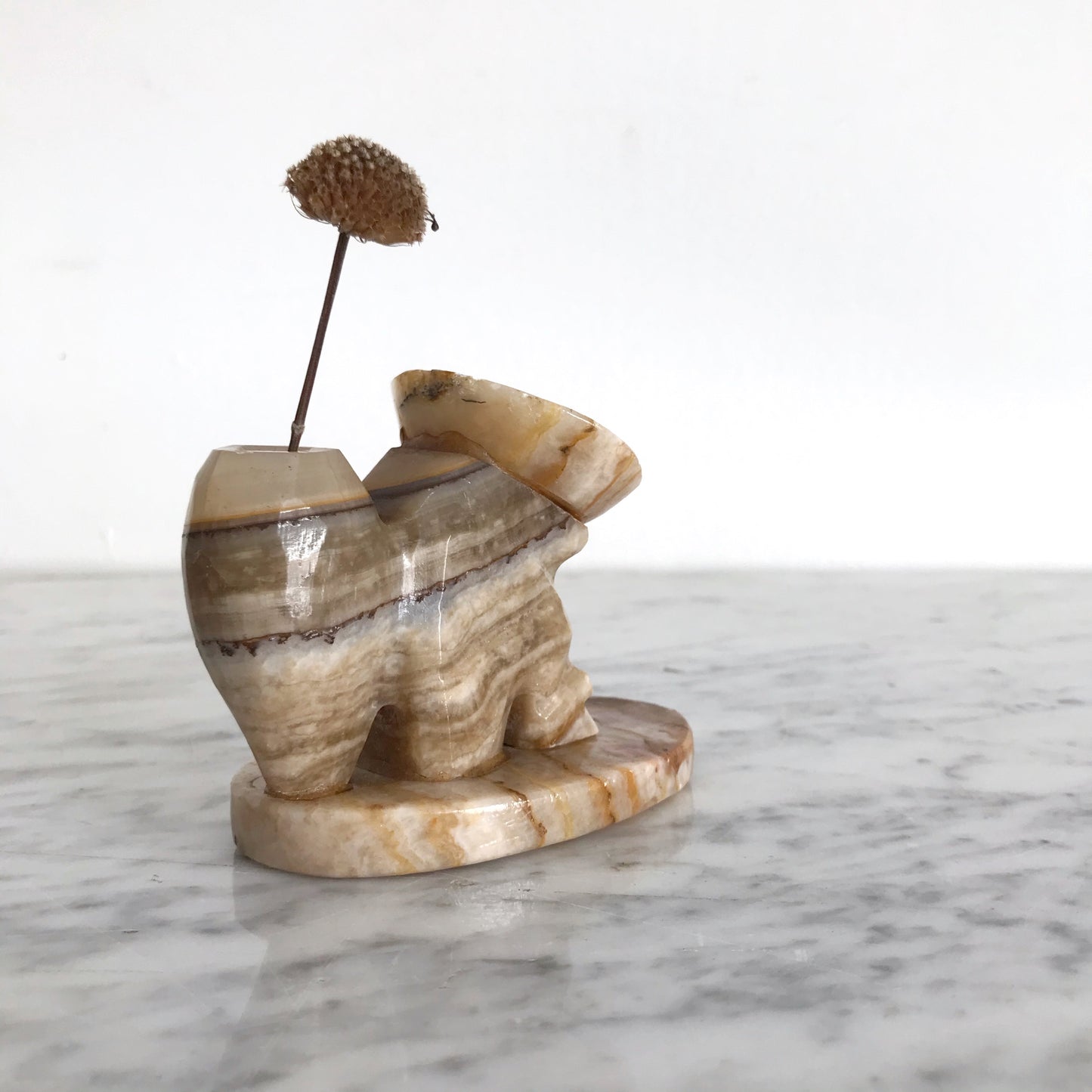 Vintage Onyx Figures / Dried Flower Vase