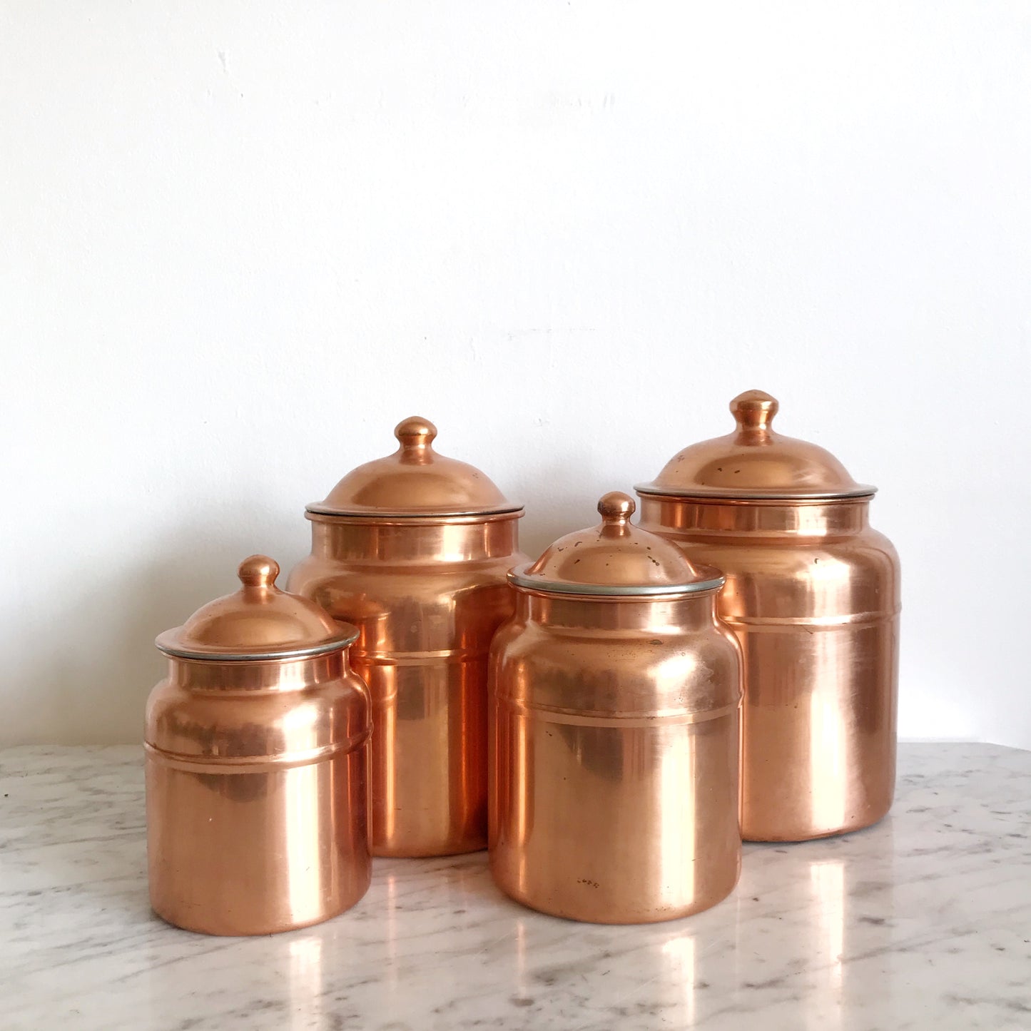 Set of Vintage Copper Kitchen Canisters