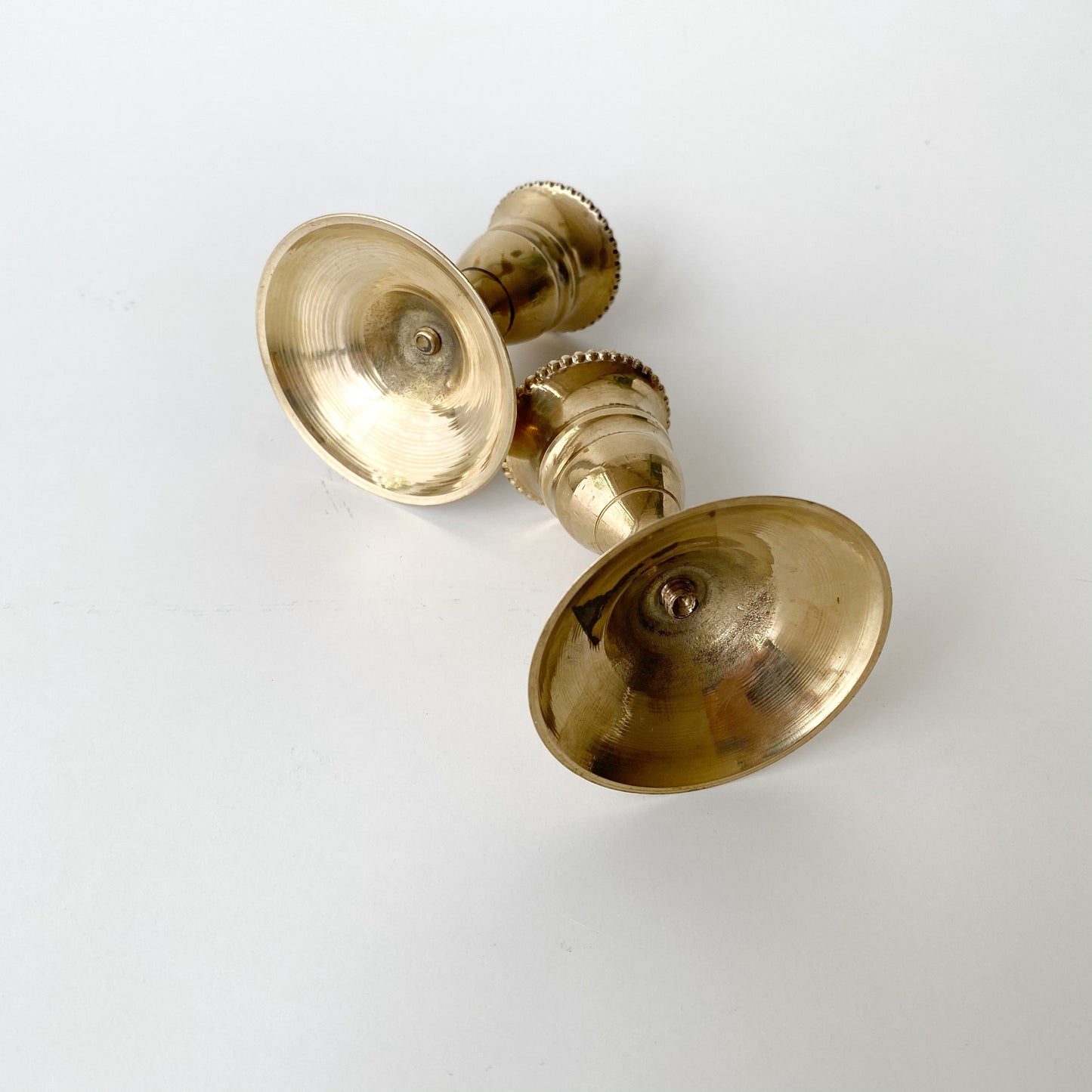 Pair of Vintage Solid Brass Candle Holders