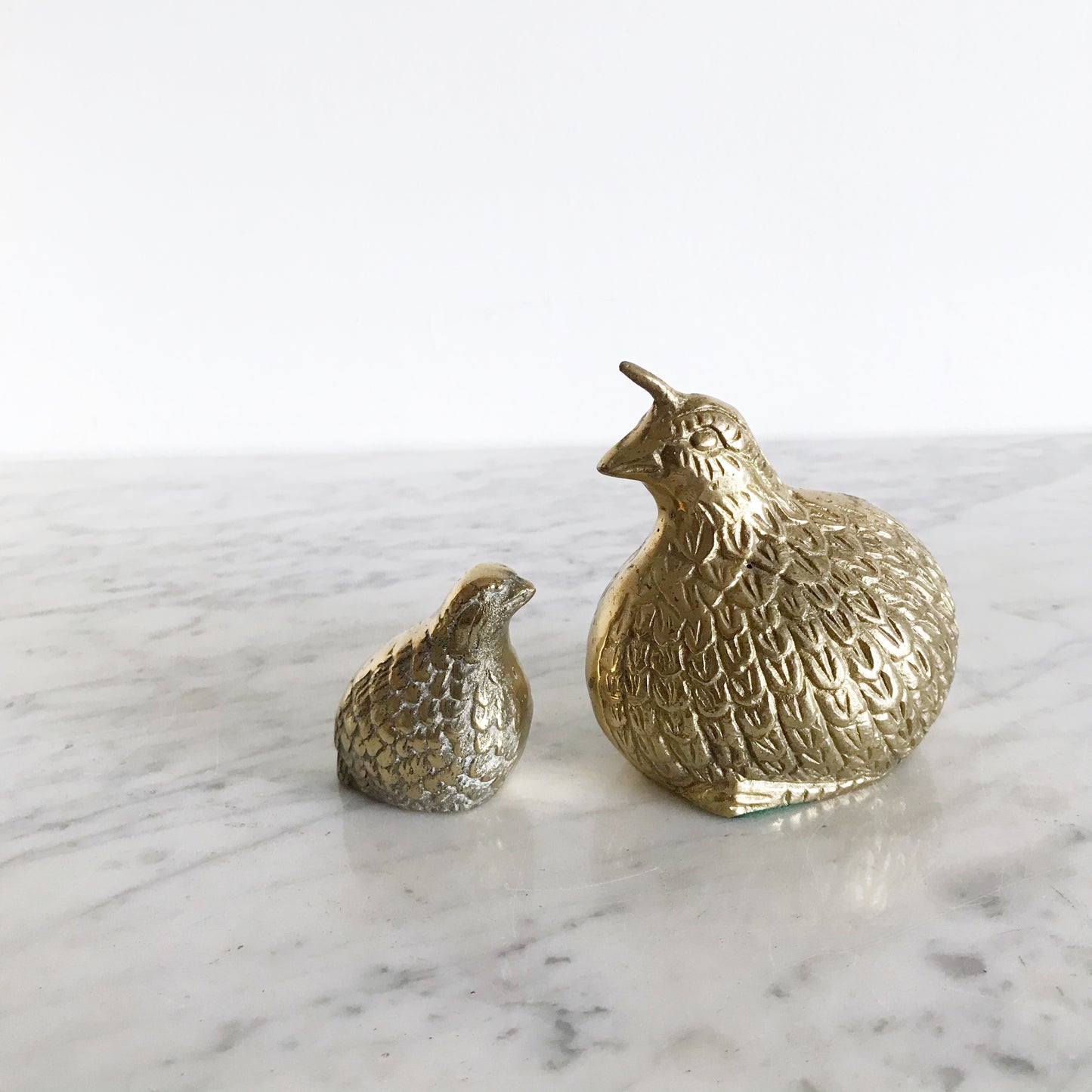 Pair of Darling Vintage Brass Quail