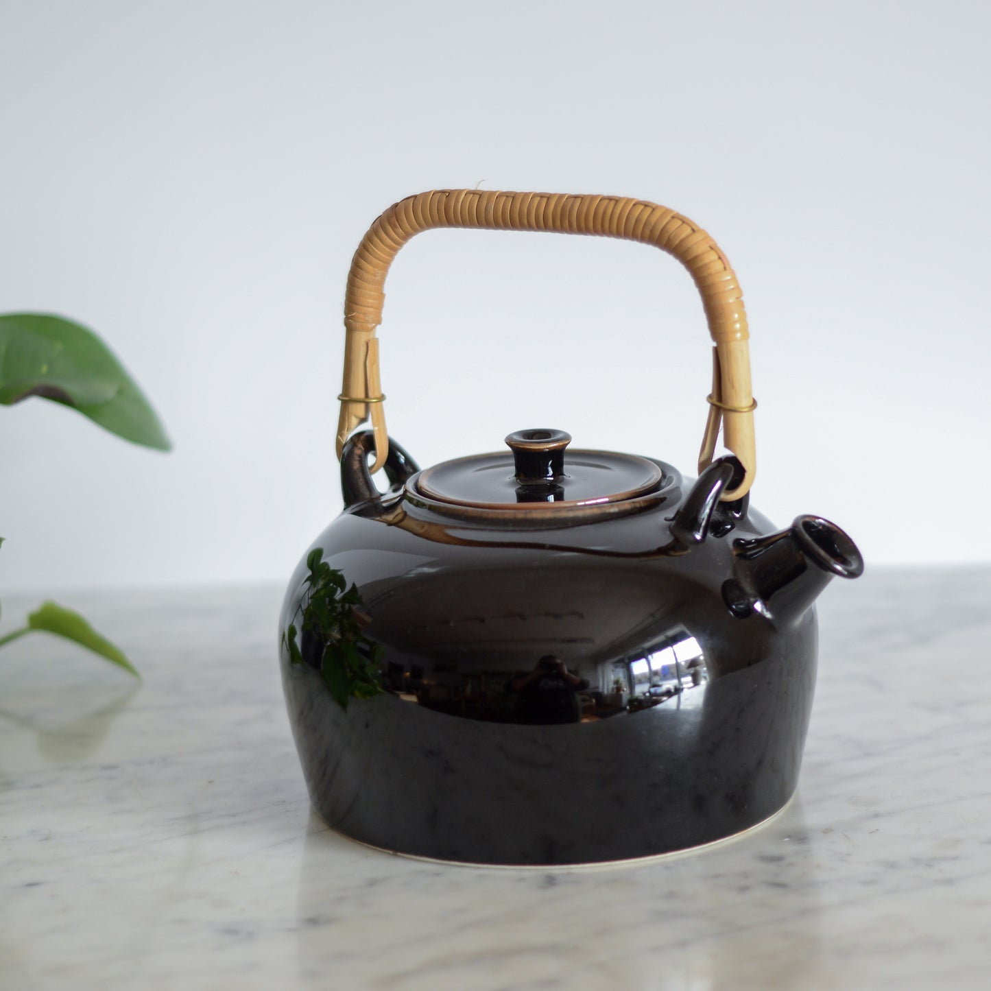 Vintage Black Ceramic Teapot by Dansk