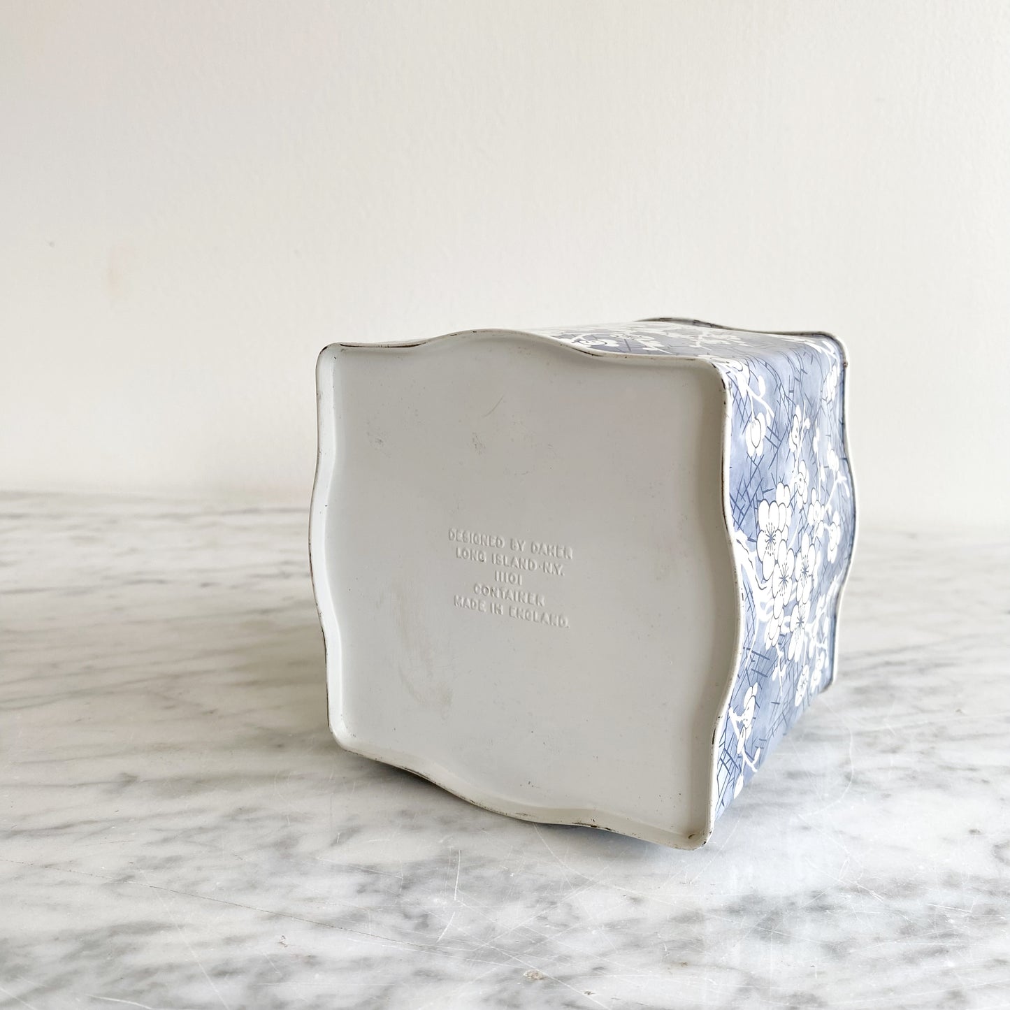 Vintage Blue And White Tin