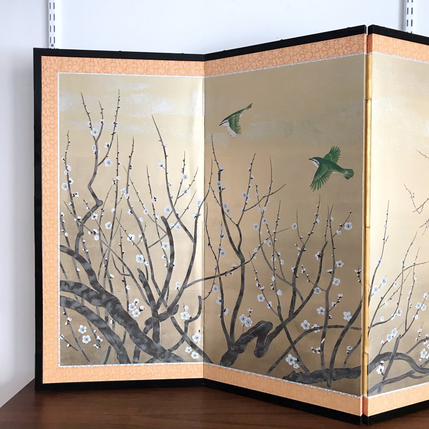 Vintage Hand-Painted Folding Screen / Room Divider (70" x 36")