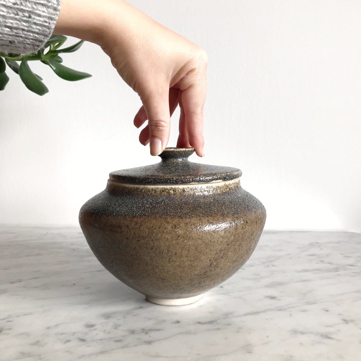 Hand-thrown Studio Pottery Container with Lid
