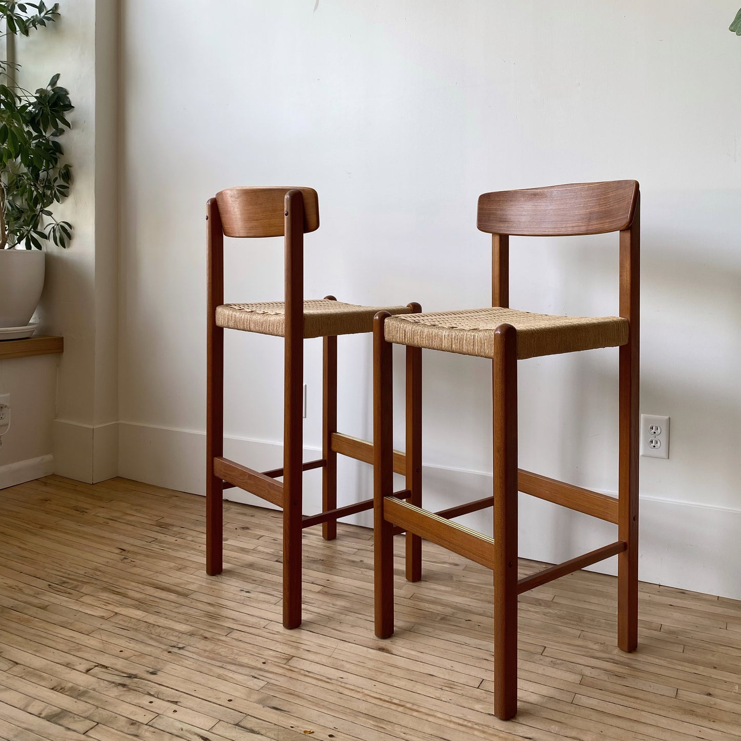 Pair of Vintage MCM Teak Barstools